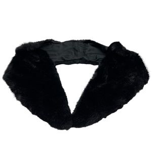 Vintage Faux Fur Triangle Scarf Throw Stole Wrap Black Fox